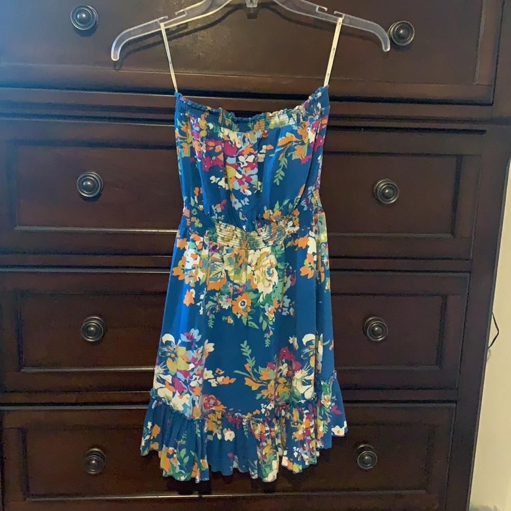 Forever 21 Blue Floral Strapless Sundress - Picture 2 of 4